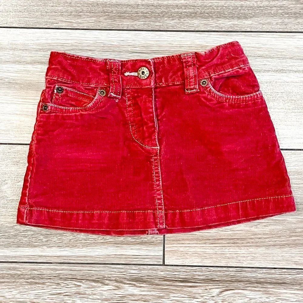 Mini Boden Red Rust Corduroy Skirt, Size 2-3Y